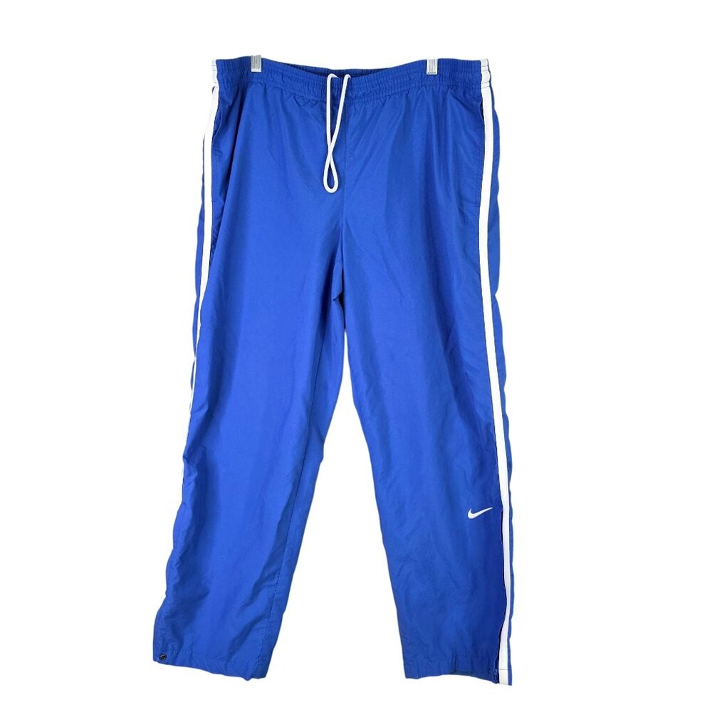 Mens Nike Team Blue Athletic Track Pants Windbreaker Zip Sides Drawstring Size M